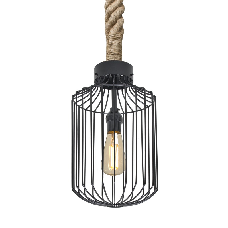 Besa 1JT-SULTANA-C-EDIL-BK Sultana Rope One Light Pendant Black