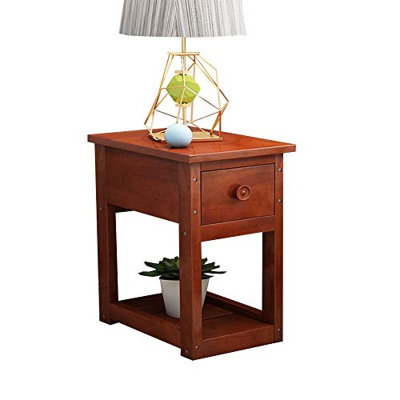Comodino HAIZHEN Stretto in Legno massello con cassetti, Camera da Letto/Soggiorno, 30 * 38 * 50 cm (Color : Red-Brown Color)