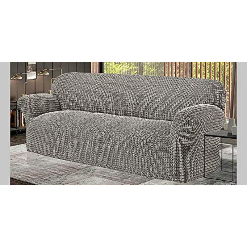 la biancheria di casa Curly copridivano bielastico (Copridivano 4 posti, Platino)