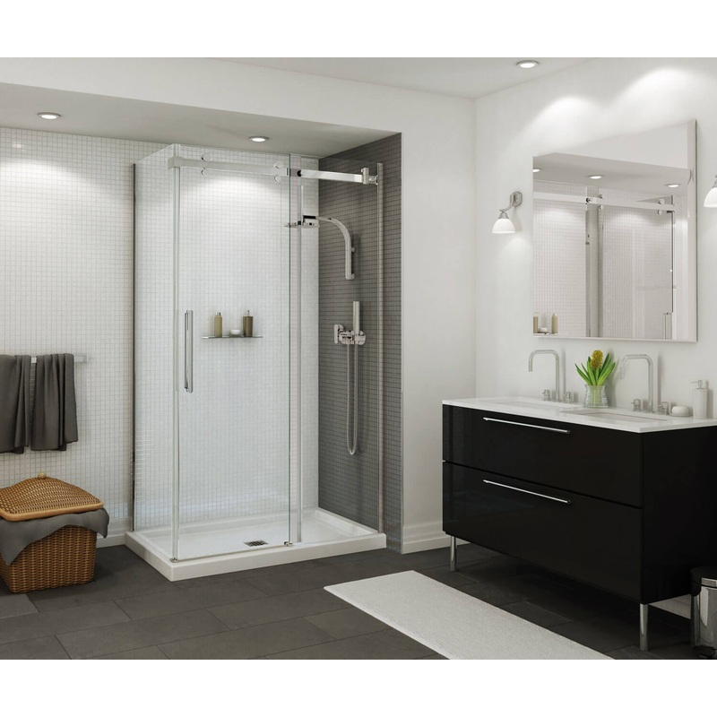 MAAX 420001-503-001-100 B3Square 4832 Acrylic Corner Right Shower Base in White with Center Drain