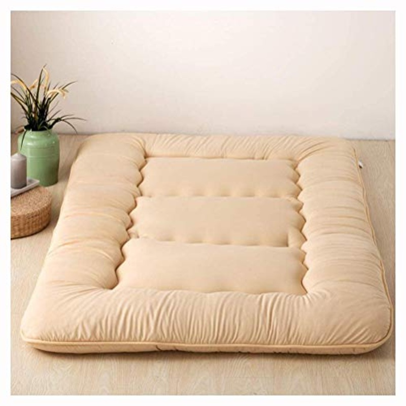 Morbido Coprimaterasso Con Imbottitura in Microfibra-poliestere Cuscino Top Materassino Ottimo Per Gli Ospiti, Materassino Pieghevole Futon Tatami,Camel-150 x 200 cm