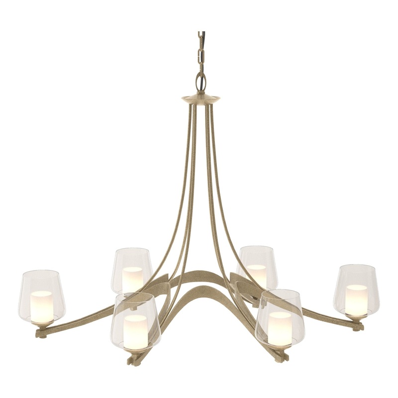 Oval Ribbon 6-Arm Chandelier Soft Gold