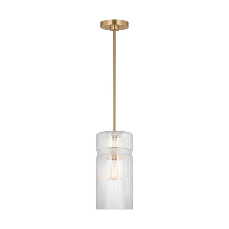 Pendant Liouet Small 1 Lamp Satin Brass Clear Ribbed