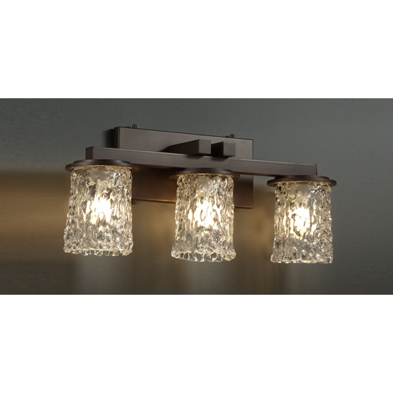 Three Light Bath Bar from the Veneto Luce Collection in Dark Bronze Finish by Justice Designs