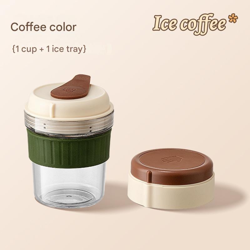 2-in-1 Ice Cube Maker Tumbler – Portable Cup with Integrated Silicone Ice Tray & Lid (1 cup + 1 ice tray)