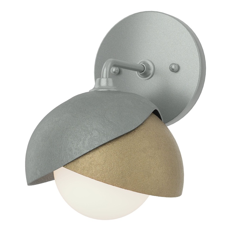 Brooklyn 1-Light Double Shade Bath Sconce Vintage Platinum Soft Gold