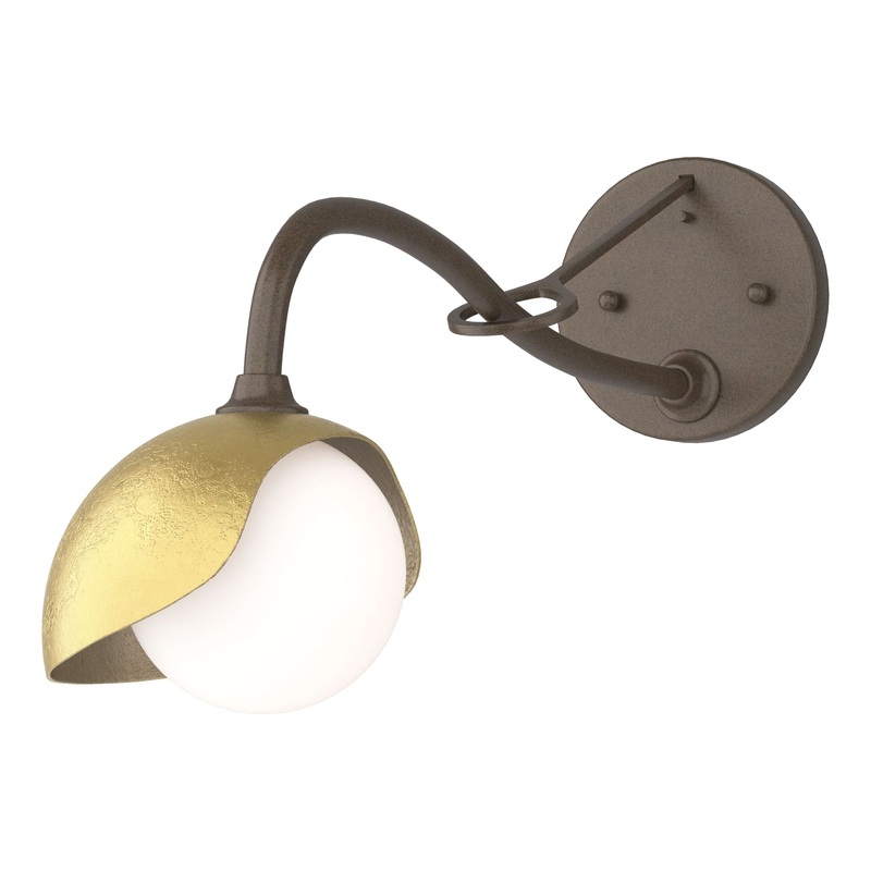 Brooklyn 1-Light Single Shade Long-Arm Sconce Bronze Modern Brass