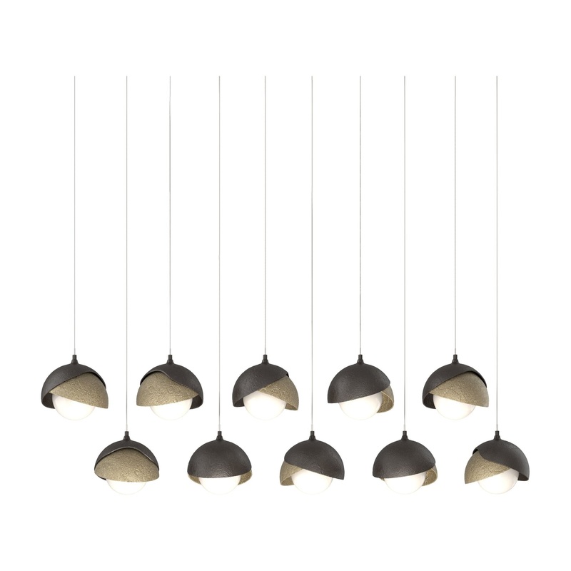 Brooklyn 10-Light Double Shade Pendant Oil Rubbed Bronze Soft Gold