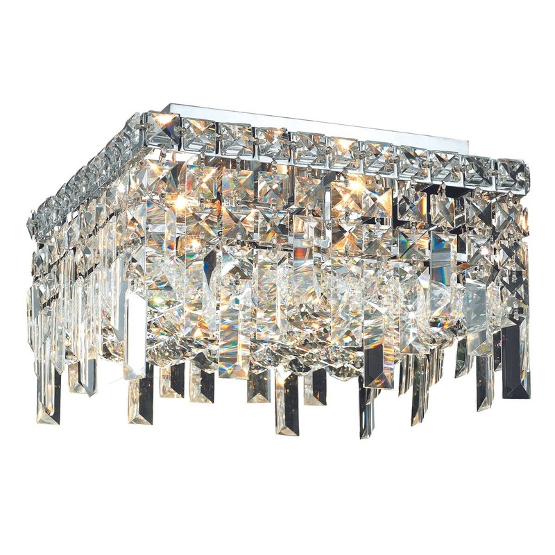 Five Light Flush Mount from the Maxime Collection in Chrome Finish by Elegant Lighting