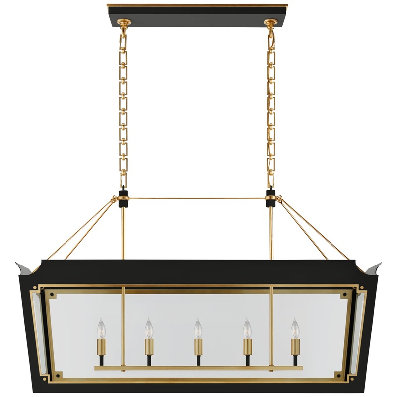 Five Light Linear Lantern from the Caddo Collection in Matte Black And Gild Finish by Visual Comfort Signature