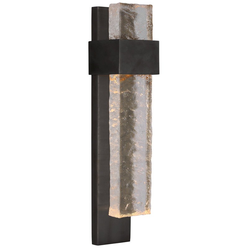 LED Wall Sconce from the Brock Collection in Bronze And Clear Wavy Glass Finish by Visual Comfort Signature