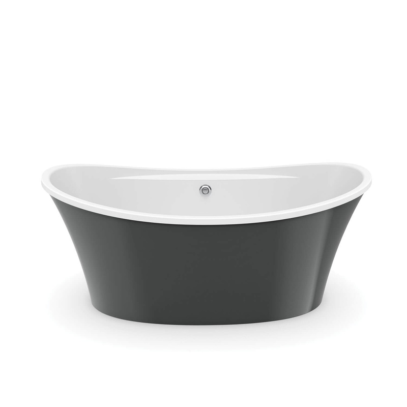 MAAX 106267-000-001-103 Ariosa 6636 Acrylic Freestanding Center Drain Bathtub in White with Thunder Grey Skirt