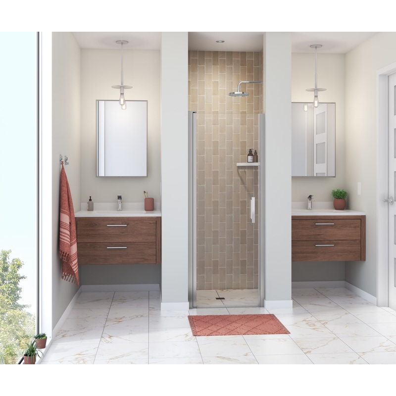 MAAX 138260-900-084-101 Manhattan 23-25 x 68 in. 6 mm Pivot Shower Door for Alcove Installation with Clear glass & Square Handle in Chrome