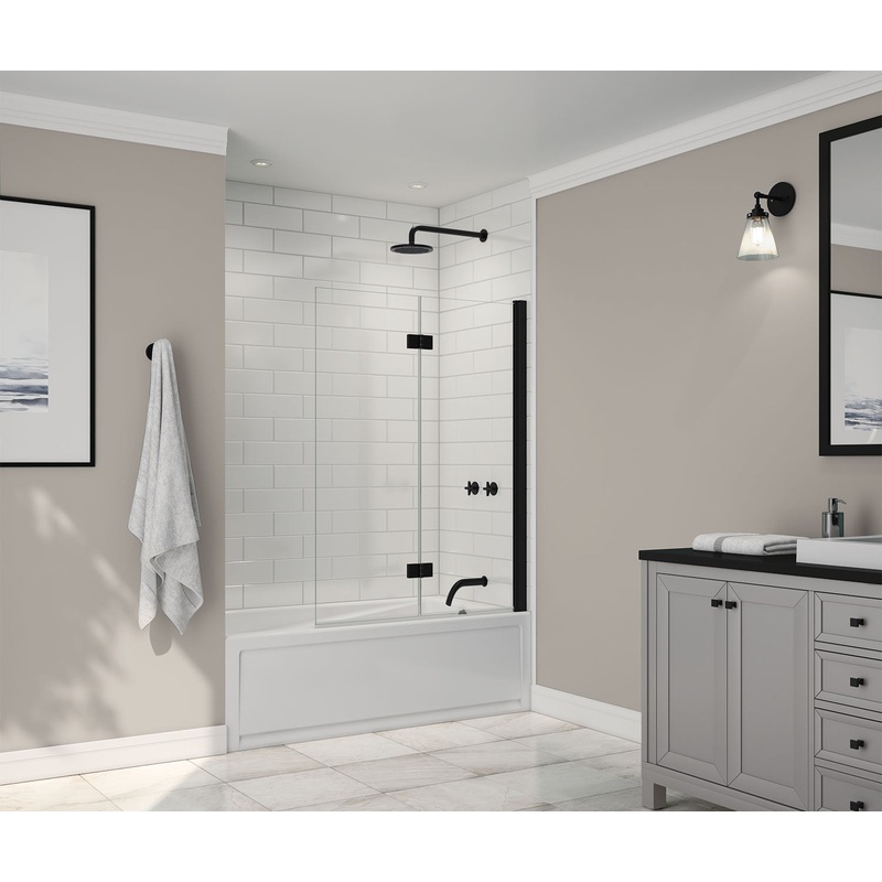 MAAX 138600-900-340-000 Axial Access 42 x 56 in. 6 mm Pivot Tub Screen for Alcove Installation with Clear glass in Matte Black