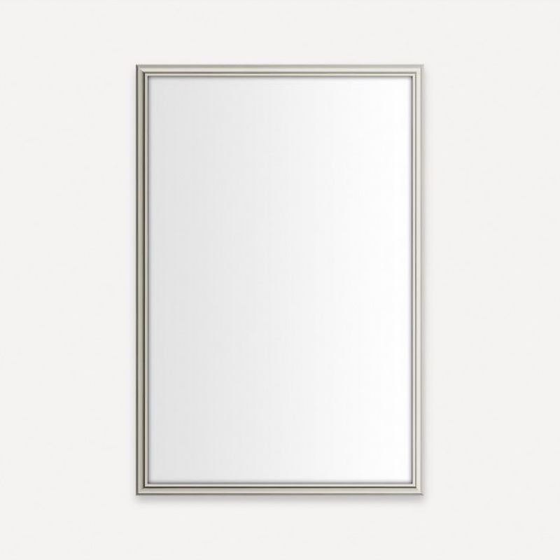 Medicine Cabinet Main Line 20W x 30H x 4D Inch 1 Doors Framed Mirror Nickel Flat Top Reversible Rosemont Frame Slow Close Hinges Sliding Magnification Mirror Magnetic Strip Interior Lighting USB Charging ports Electrical Outlets Phone Holder