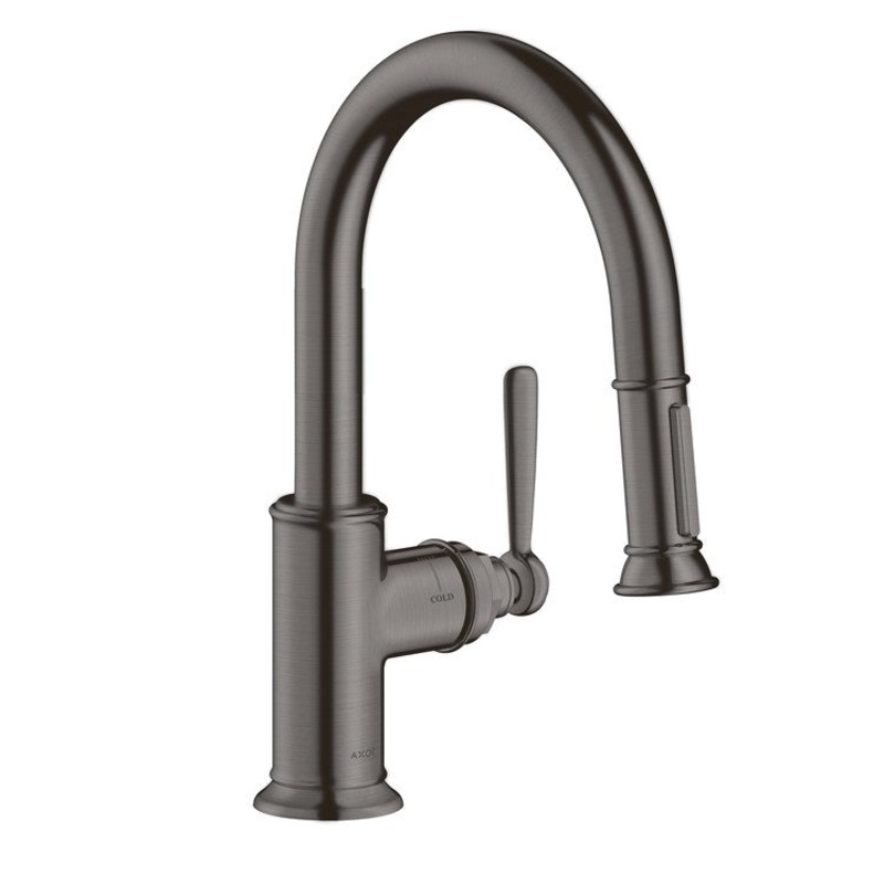 Prep Faucet Montreux 1 Lever ADA Brushed Black Chrome 2 Function Pull Down 150 DEG Swivel 1 Hole