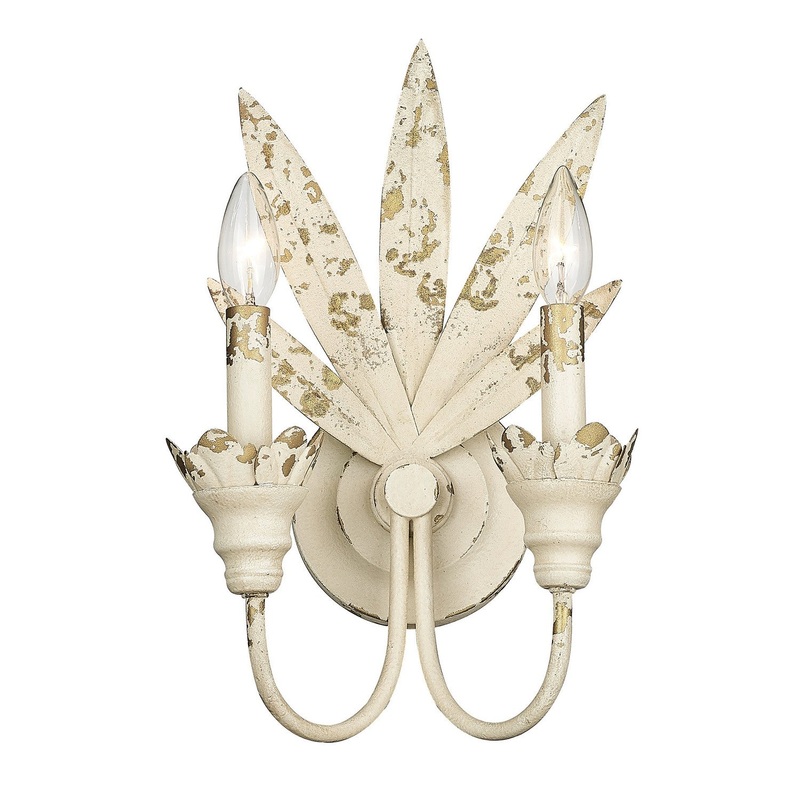 Two Light Wall Sconce from the Lillianne Collection in Antique Ivory Finish by Golden
