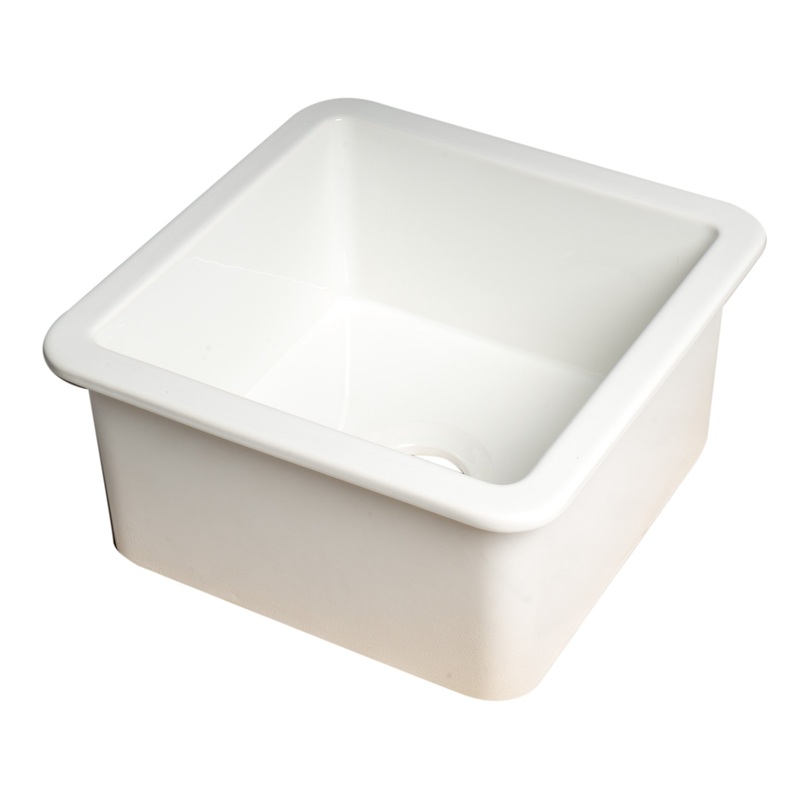 White Square 18″ x 18″ Undermount / Drop In Fireclay Prep Sink