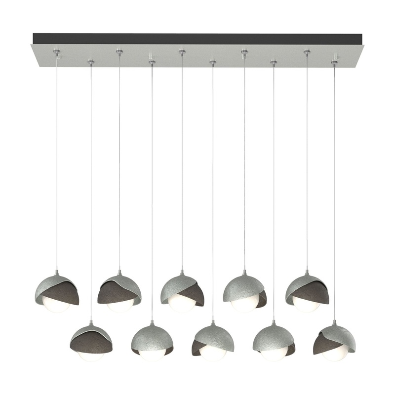 Brooklyn 10-Light Double Shade Pendant Vintage Platinum Dark Smoke