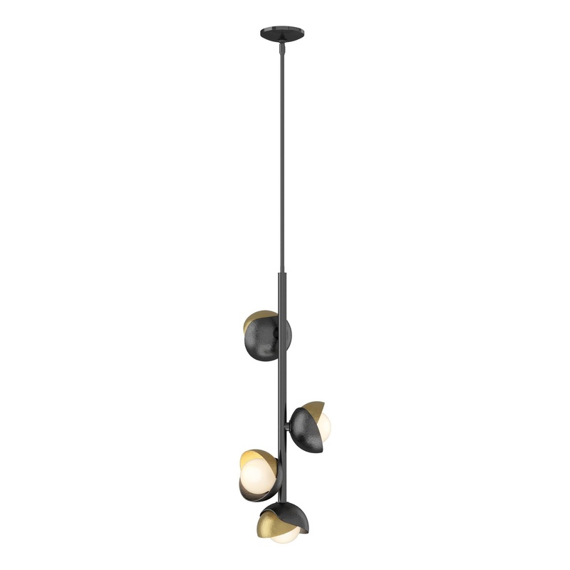 Brooklyn 4-Light Double Shade Vertical Pendant Ink Modern Brass