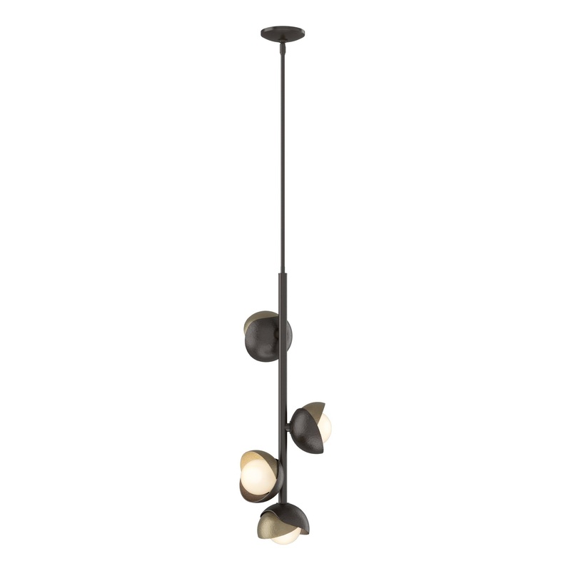 Brooklyn 4-Light Double Shade Vertical Pendant Oil Rubbed Bronze Soft Gold