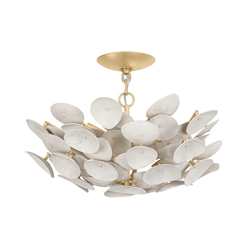 Corbett Lighting 356-21-VGL Aimi Three Light Semi Flush Mount Vintage Gold Leaf