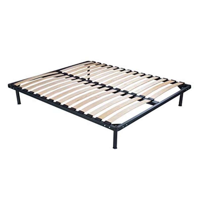 EVERGREENWEB Rete Letto Matrimoniale 140×200 Completamente SMONTABILE a Doghe in Legno Ortopedica Piedi, Struttura portante in Ferro Rinforzata, Base da Incasso per Tutti i Letti e Materassi – Apple