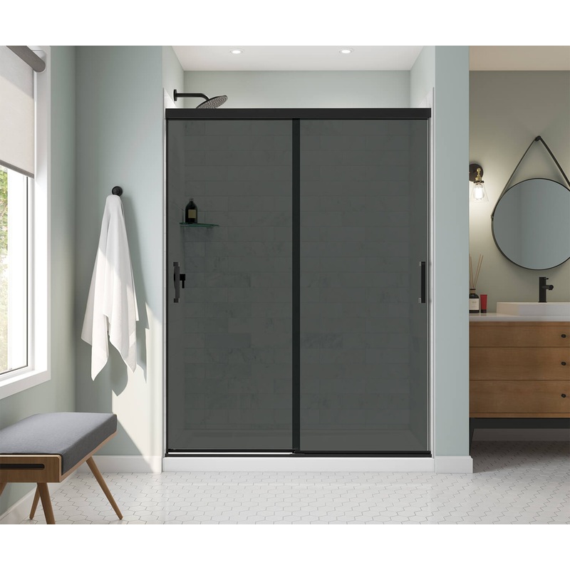 MAAX 136335-973-340-000 Incognito 76 Smoke 56-59 x 76 in. 8mm Bypass Shower Door for Alcove Installation with Dark Smoke glass in Matte Black