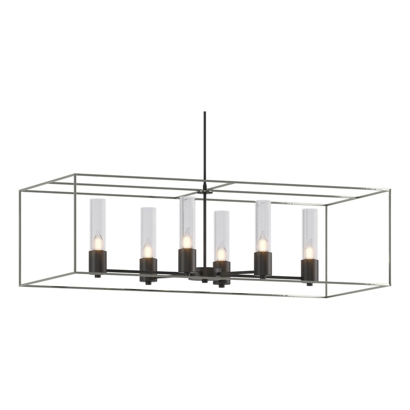 Portico Pendant Black Sterling Seeded Clear Glass (II)
