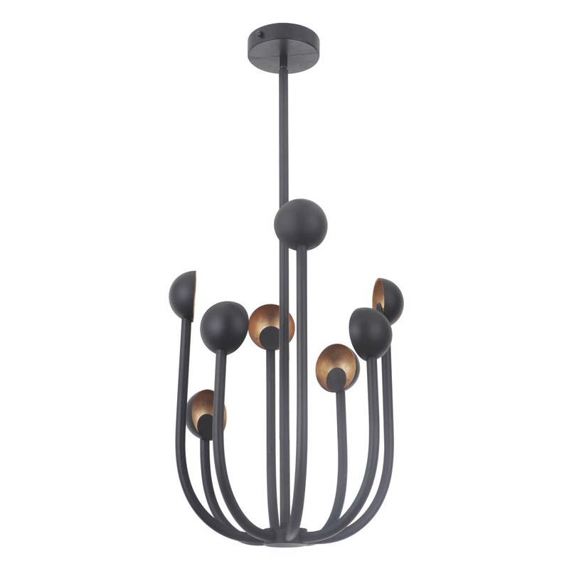 Craftmade 49228-MBKGL-LED Foundry Eight Light Chandelier Matte Black/Gold Leaf (Discontinued)