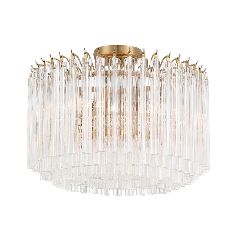 Five Light Semi Flush Mount from the Lofton Collection in Aged Brass Finish by Crystorama