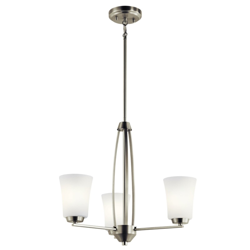 Kichler 44050NI Three Light Chandelier, Brushed Nickel