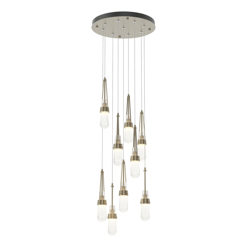 Link 9-Light Blown Glass Pendant Soft Gold Clear Bubble Glass (YG)