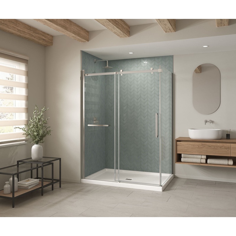 MAAX 420036-502-001-100 B3Square 6042 Acrylic Corner Left Shower Base in White with Center Drain