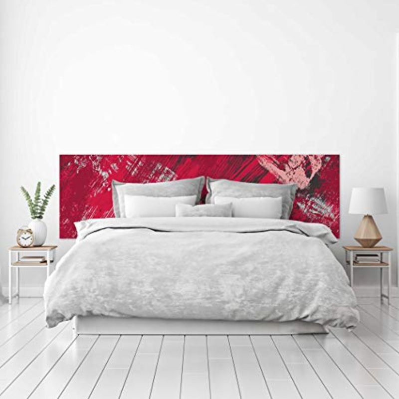 MEGADECOR Testiera per letto in PVC, decorativa, economica, motivo astratto, colore: rosso carminio, pittura su tela, varie misure (100 cm x 60 cm)