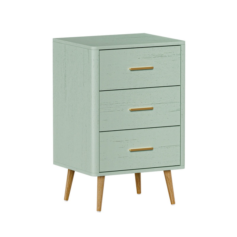 Oikiture 3 Chest of Drawers Tallboy Green