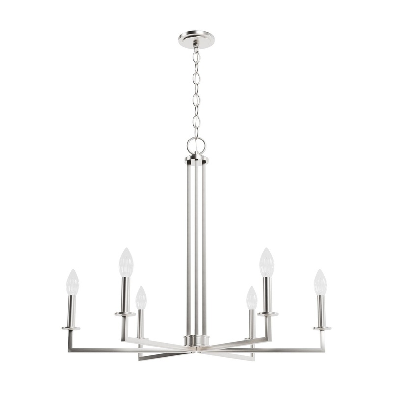 Six Light Chandelier from the Bearden Collection in Brushed Nickel Finish by Hunter