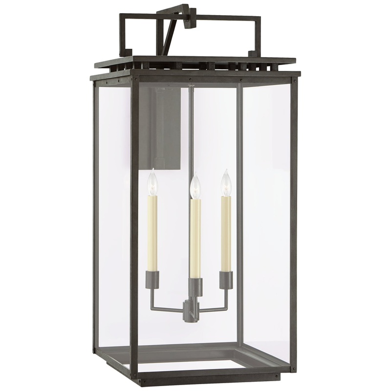 Three Light Wall Lantern from the Cheshire Collection in Aged Iron Finish by Visual Comfort Signature