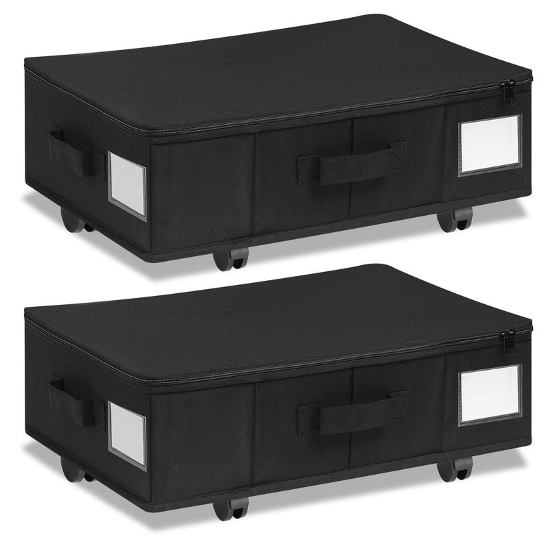 1 piece Black Size S Collapsible Underbed Storage Organizer with Wheels – Fabric Bin with Dustproof Lid