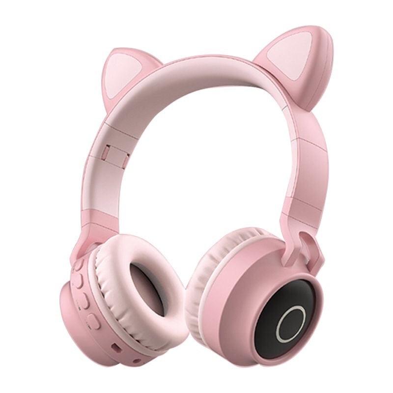 Adorable Cat Ear Wireless Headphones – Bluetooth 5.0, Foldable Design, Glowing RGB LED Lights – Cute Pink  Headset