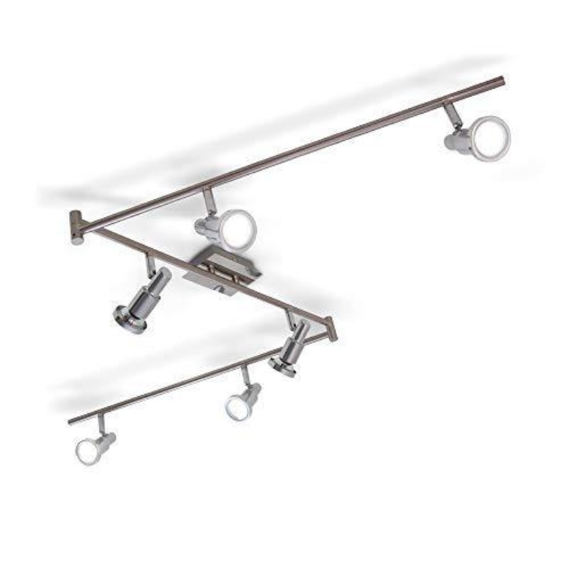 B.K.Licht Plafoniera LED con faretti orientabili, include 6 lampadine GU10 da 5W 400Lm, luce calda 3000K lampadario moderno in metallo, lampada da soffitto per cucina o camera da letto 230V IP20