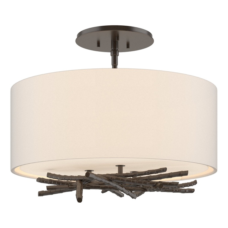 Brindille Semi-Flush Oil Rubbed Bronze Flax Shade (SE)