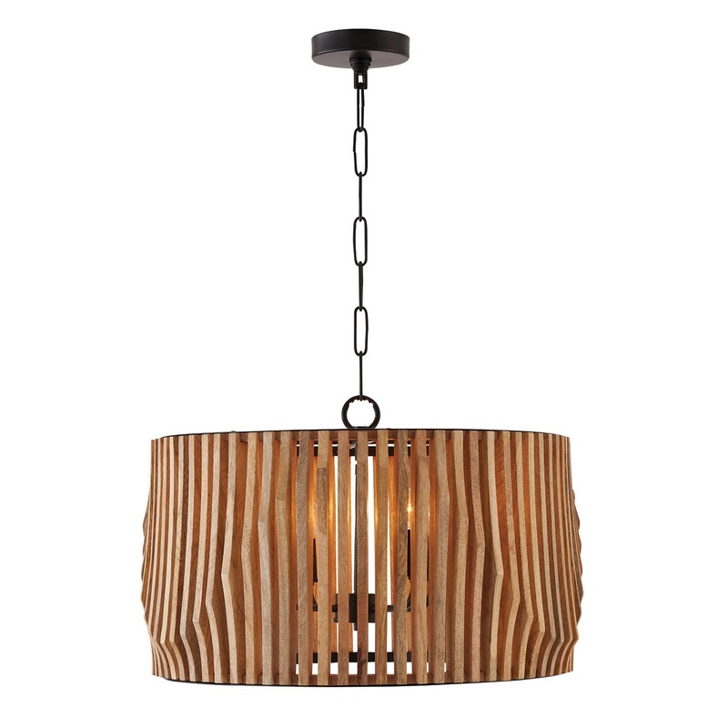 Capital Lighting 344642WK Archer 4 Light Pendant Light Wood and Matte Black