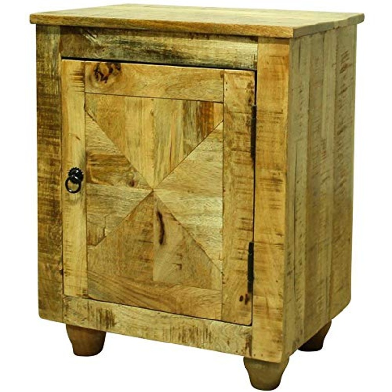 ETNIC ART – Comodino indiano in legno con sportello-45x70x35- – Mobili etnici artigianali