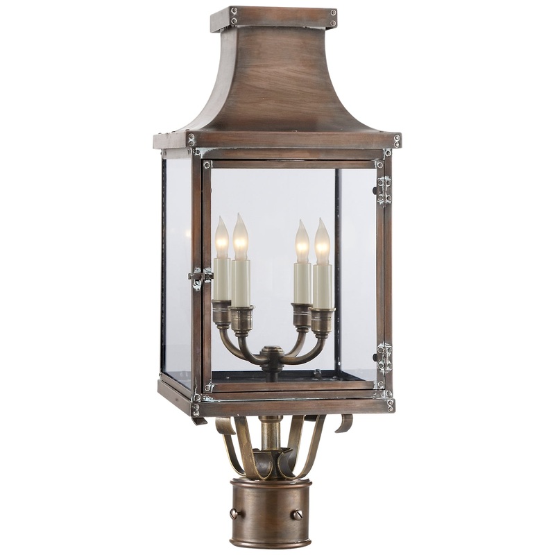 Four Light Post Lantern from the Bedford Collection in Natural Copper Finish by Visual Comfort Signature