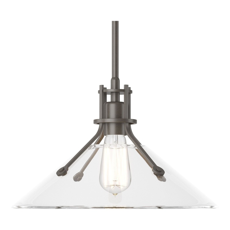 Henry Medium Glass Shade Pendant Dark Smoke Clear Glass (ZM)