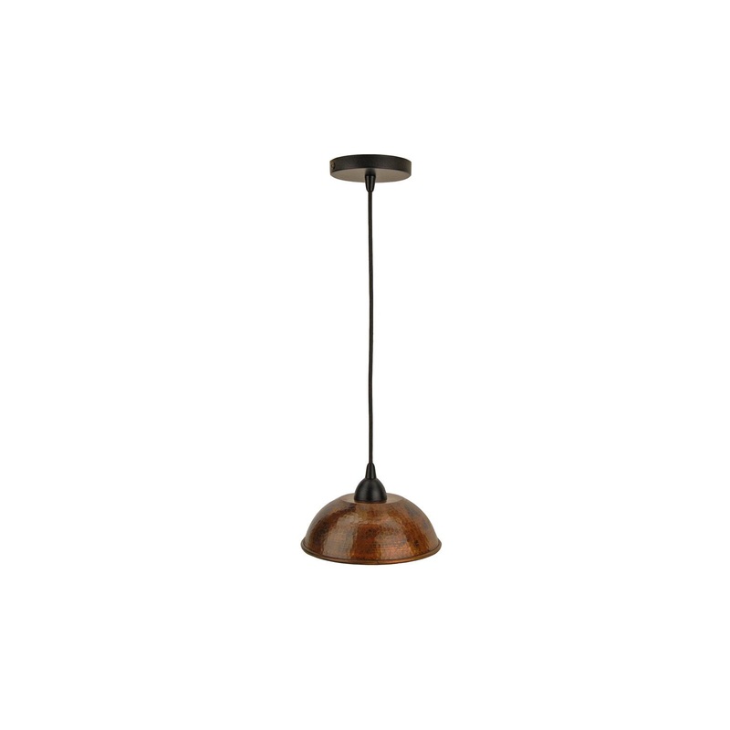 Premier Copper Products L200DB 8-1/2-Inch Hand Hammered Copper Dome Pendant Light, Oil Rubbed Bronze