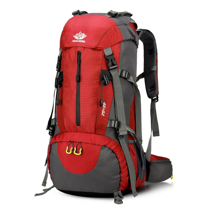 Red 36-55L Outdoor Hiking Backpack – Durable Water Resistant Travel Bag for Trekking, Camping, and Adventure