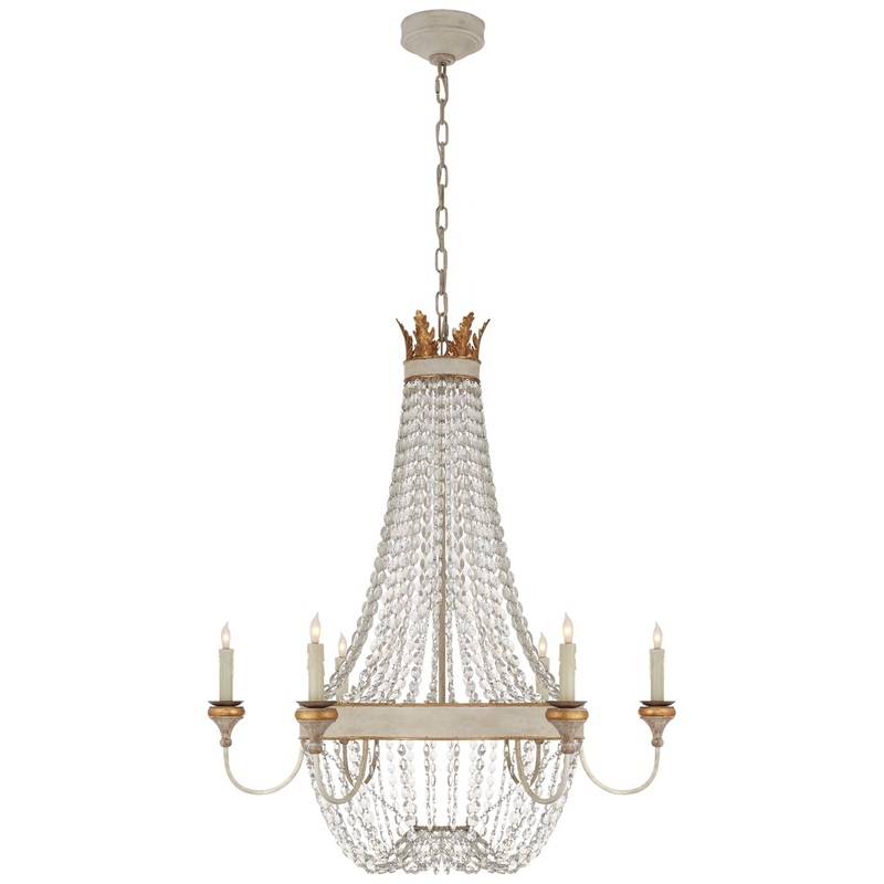 Six Light Chandelier from the Entellina Collection in Vintage White And Gild Finish by Visual Comfort Signature