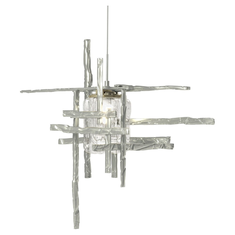 Tura Seeded Glass Low Voltage Mini Pendant Vintage Platinum